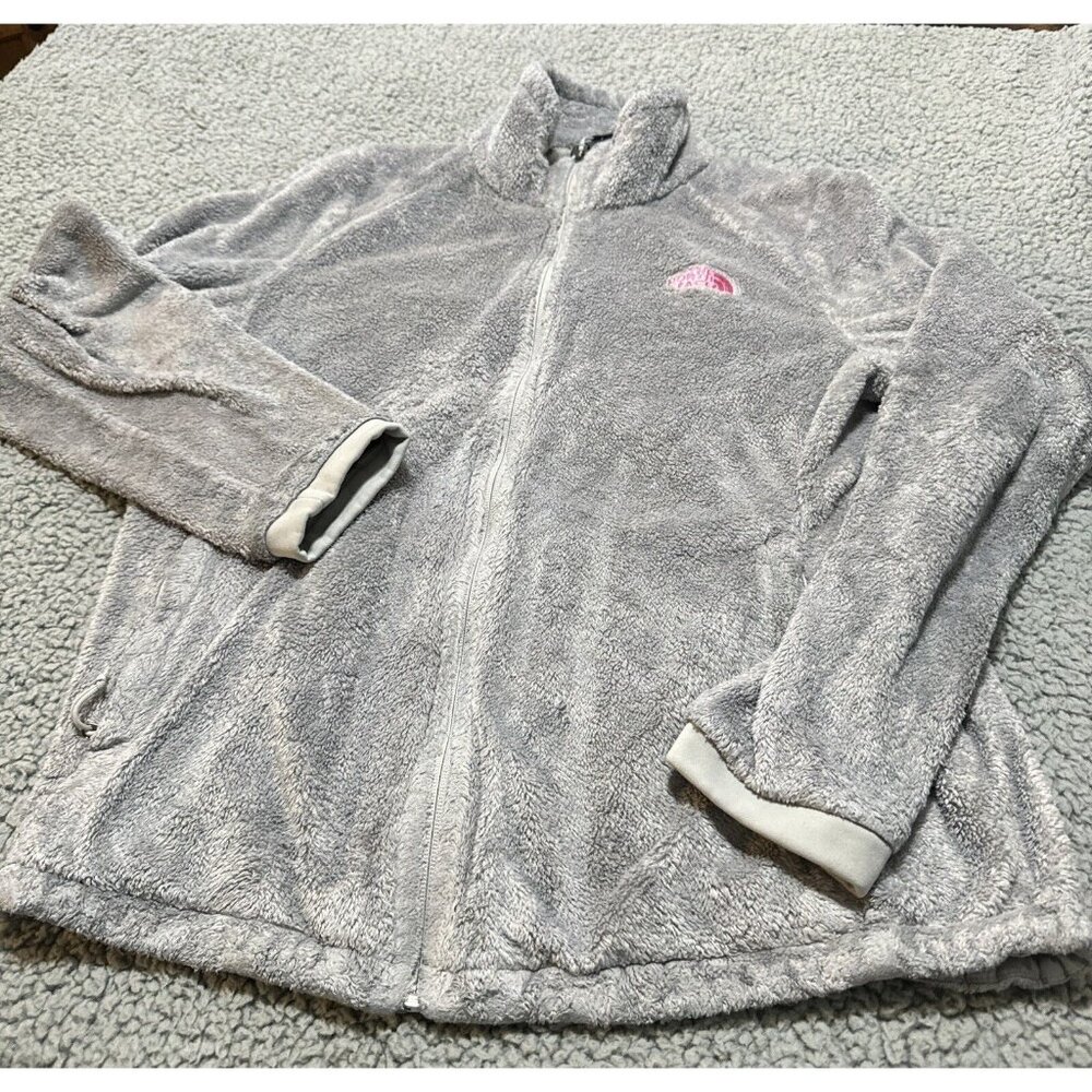 The North Face Osito Jacket Full Zip  Women Size Xl Gray Pink Breast Cancer